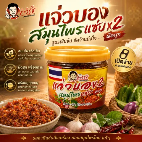 แจ่วบองสมุนไพรแซ่บ x2 ผัดสุก จ่าวิรัช