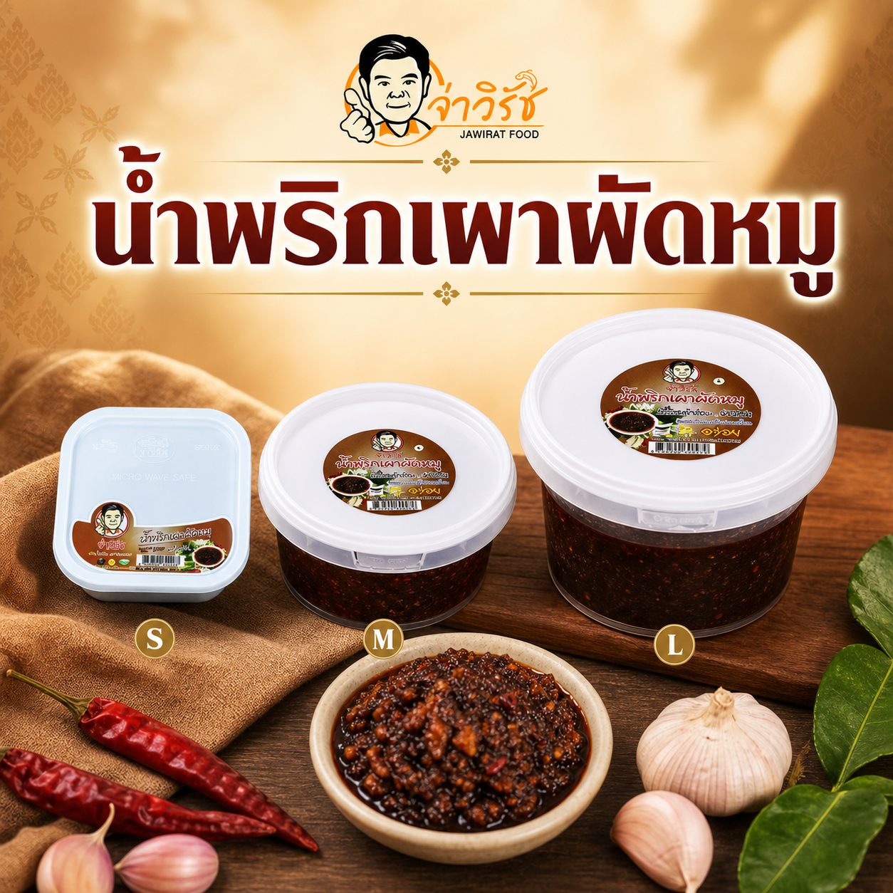 น้ำพริกเผาผัดหมู จ่าวิรัช อาหารไทยและของฝากนครสวรรค์